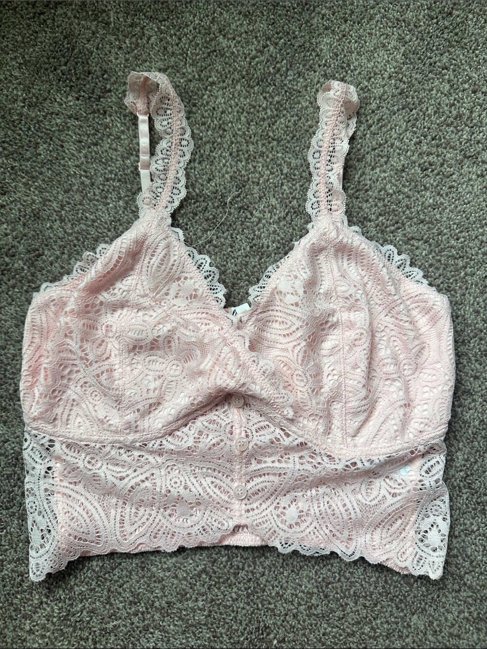Lace Bralette Crop Top - Light Pink